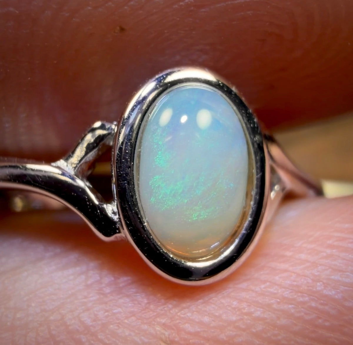 Bague en argent sterling avec opale de cristal d'Australie du Sud