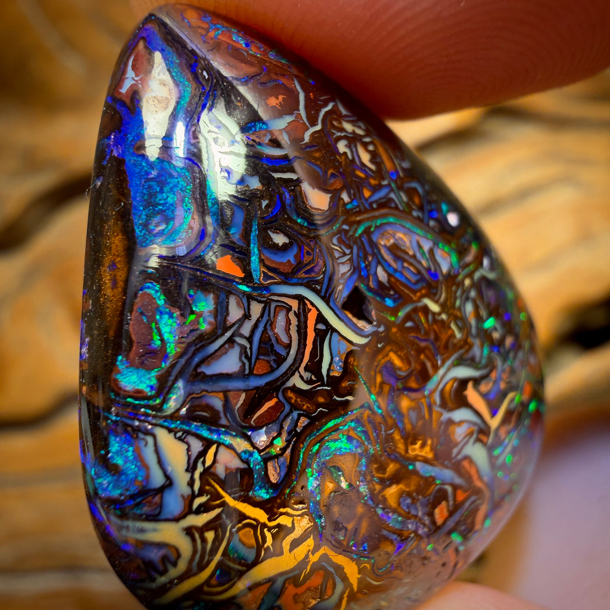 74.1cts - BEST Tribal Pattern! Australian Boulder Opal from Koroit