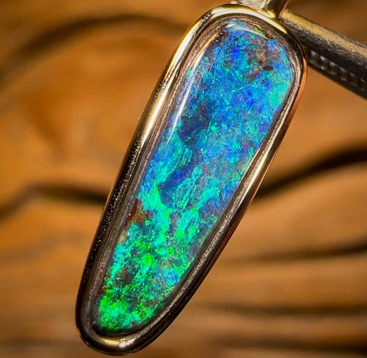 14k Gold - Solid Queensland Boulder Opal Pendant
