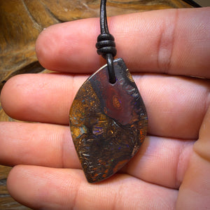 40 x 24mm - Drilled Tribal Queensland Boulder Opal Necklace