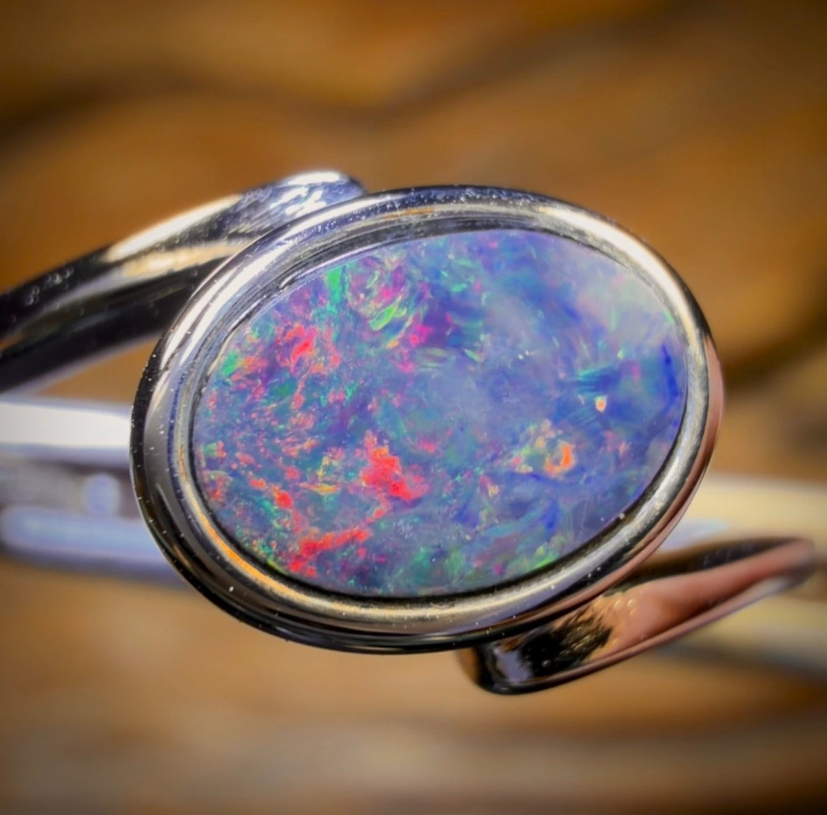 Sterling Silver - Queensland Boulder Opal Doublet Ring