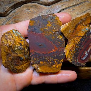 Bargain Card! 615cts - 3x Yowah Nut Tribal Opal Rough Parcel. Australian Boulder Opal