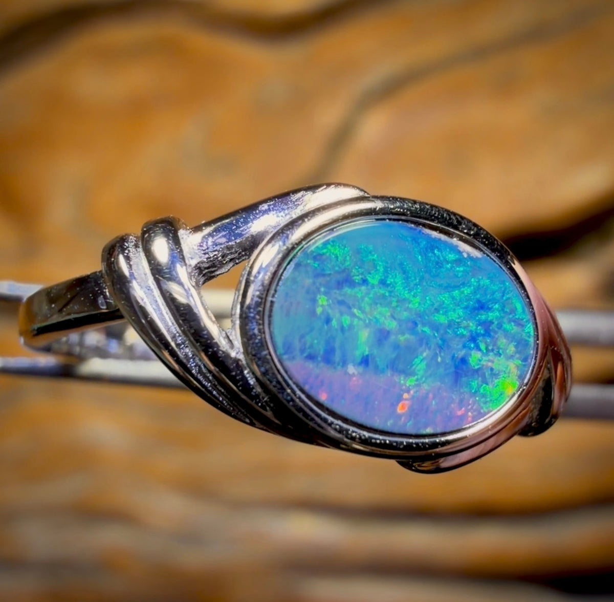 Bague doublet en argent sterling et opale Boulder du Queensland, une excellente affaire