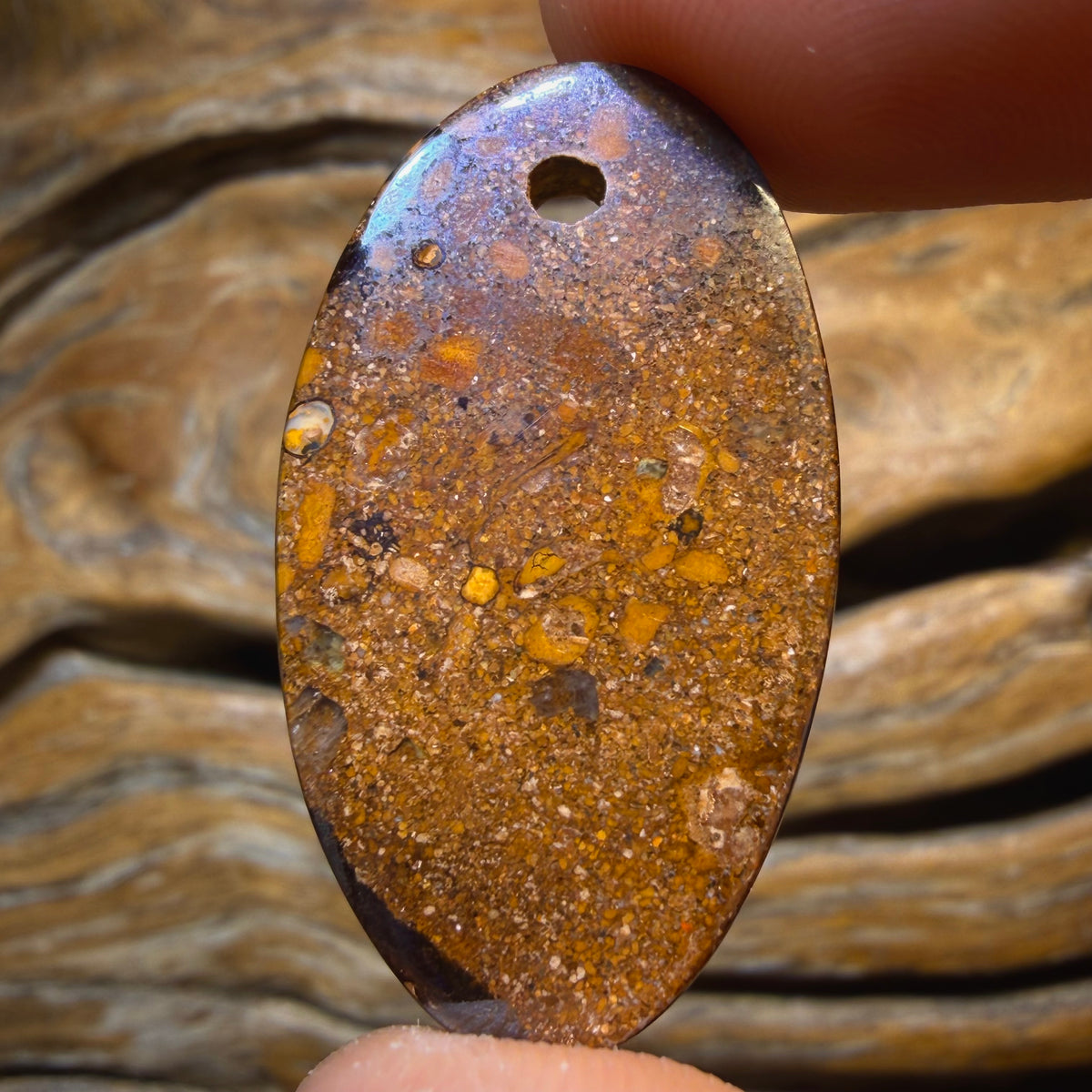 35 x 20mm - Awesome Art Of Opal Style Drilled Tribal Queensland Boulder Opal