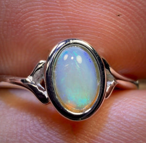 Bague en argent sterling avec opale de cristal d'Australie du Sud