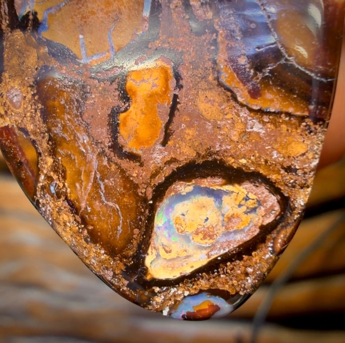 39 x 24mm - Drilled Queensland Boulder Opal Necklace