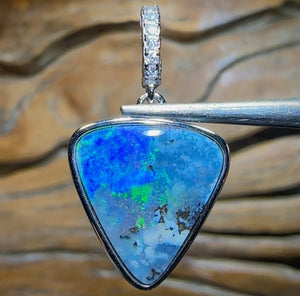 Sterling Silver - SOLID Australian Boulder Opal Pendant