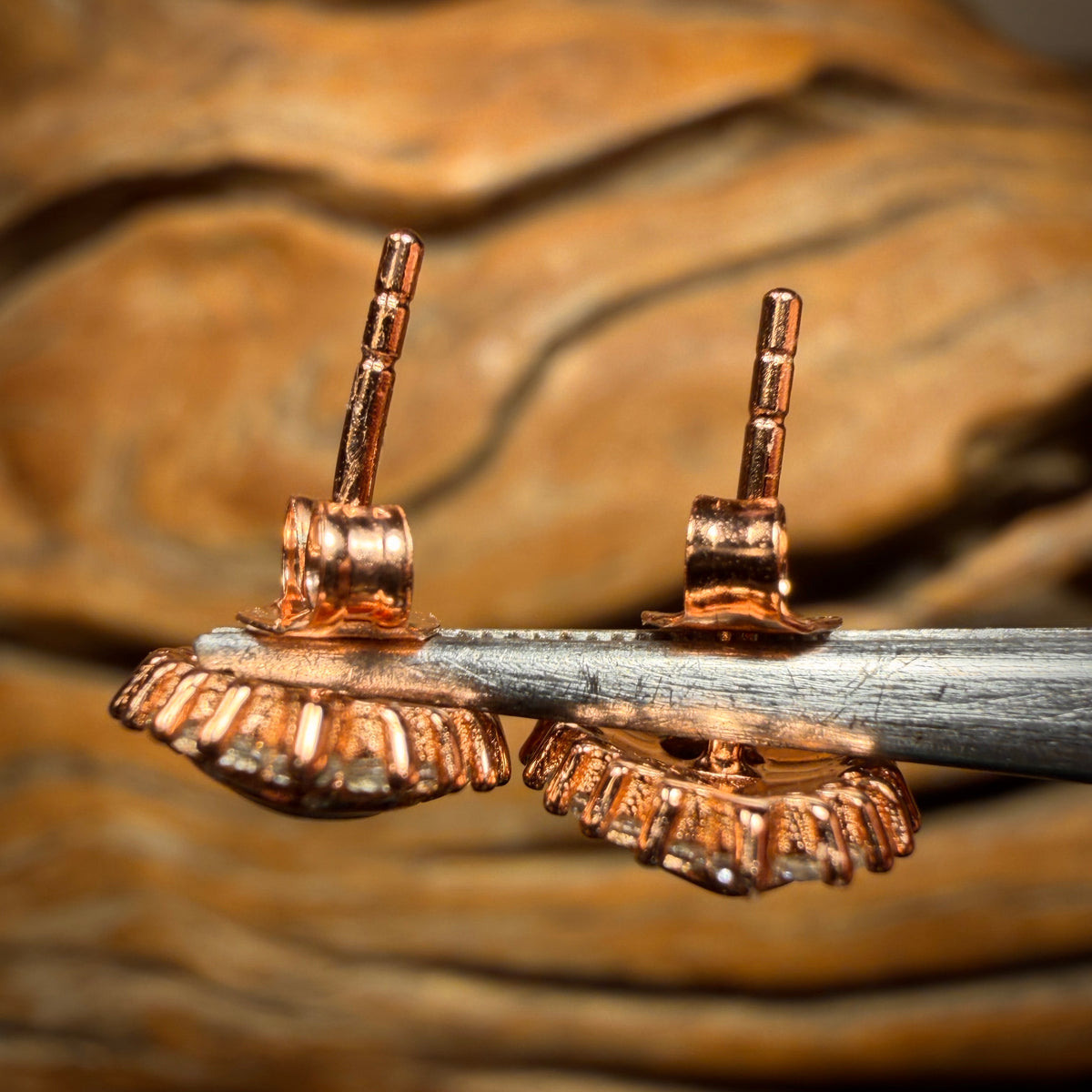 Sterling Silver Rose Gold Plate - Top Red Australian Boulder Opal Doublet Stud Earrings