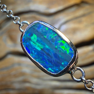 HDW Sterling Silver - Australian Boulder Doublet Opal Bracelet