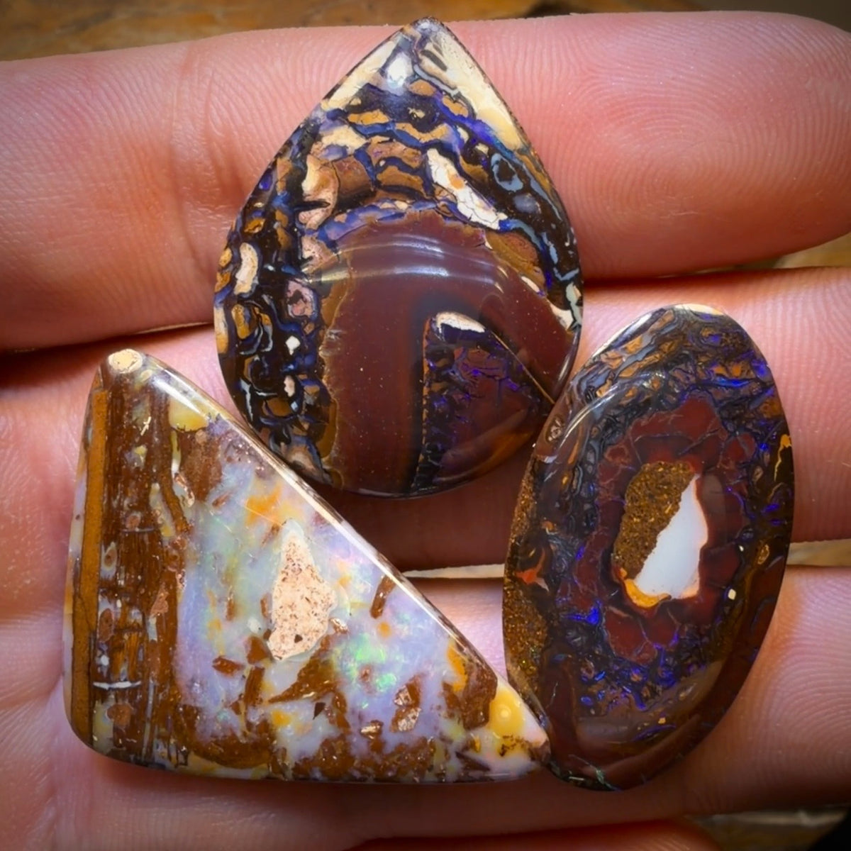 48 hour Vip Crazy Offer 71.1cts - 3x Australian Boulder Opal’s. Wholesale Dealers Parcel