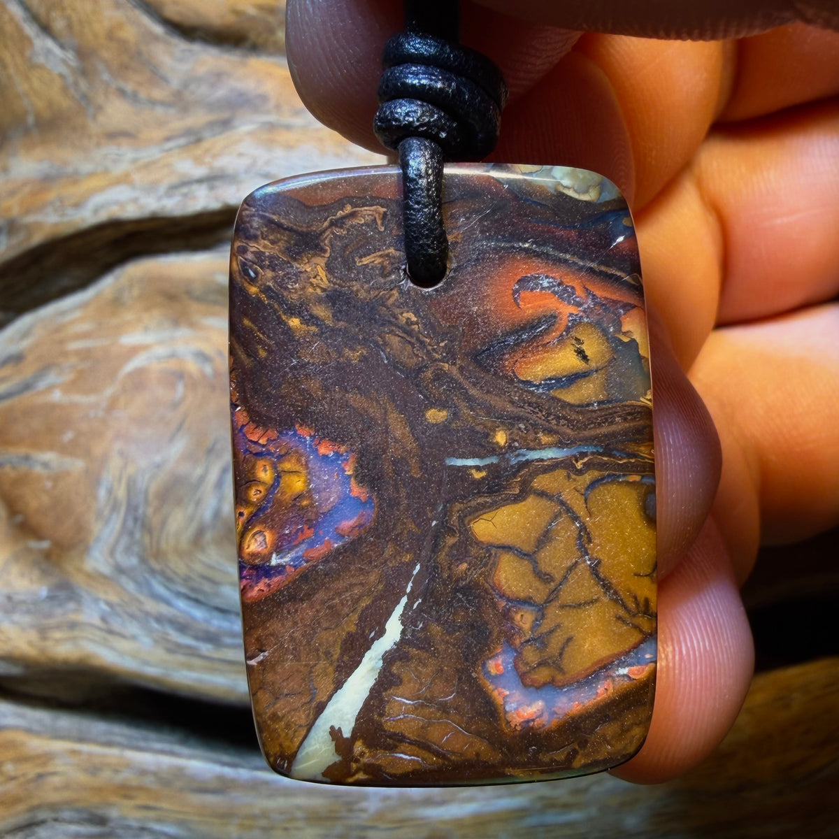 33 x 23mm - Drilled Tribal Queensland Boulder Opal Necklace. Australian Opal