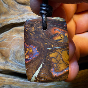 33 x 23mm - Drilled Tribal Queensland Boulder Opal Necklace. Australian Opal