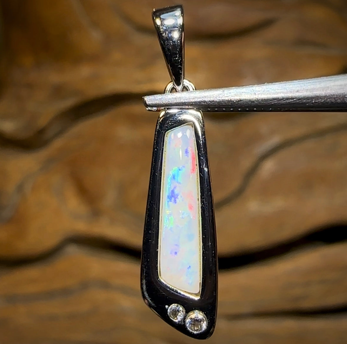 Sterling Silver - Solid South Australian Crystal Opal Pendant - Opal Whisperers