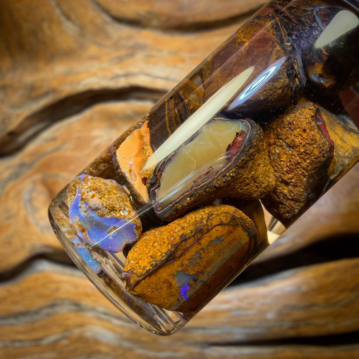 77.1cts - Jar of Yowah Nut Opal Rough w/ Fossil Opal