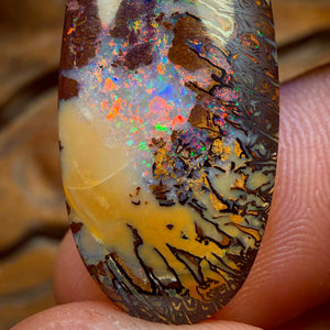 🔨 AUKTION 🔨 Ohne Mindestpreis 27,8cts – Tribal Queensland Boulder Opal. Rot, mehrfarbig