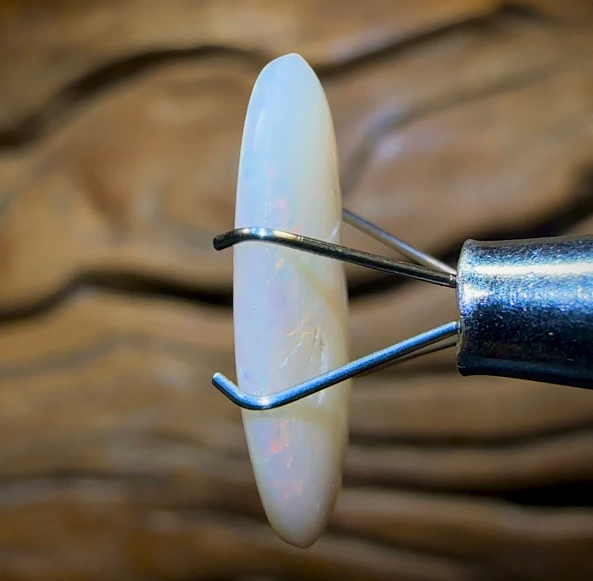 3.2cts - Great Oval Cut South Australian White Opal from Coober Pedy - Opal Whisperers