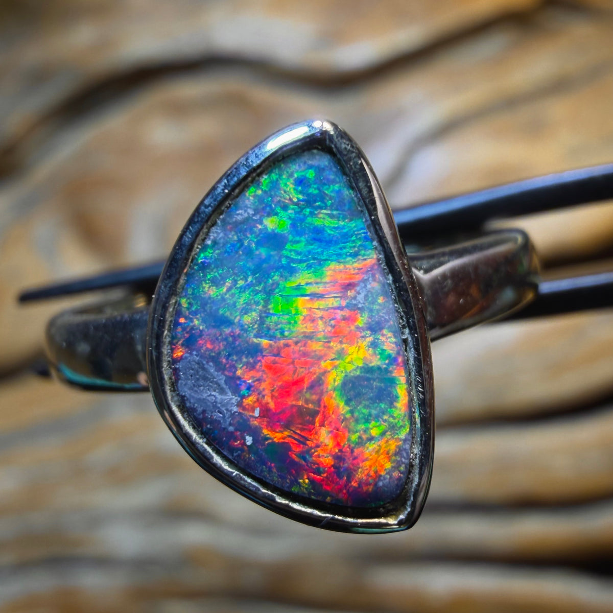 🔨 AUCTION 🔨 (R51) Sterling Silver - Queensland Boulder Opal Doublet Ring