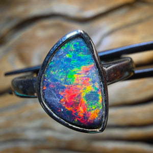 🔨 AUCTION 🔨 (R51) Sterling Silver - Queensland Boulder Opal Doublet Ring
