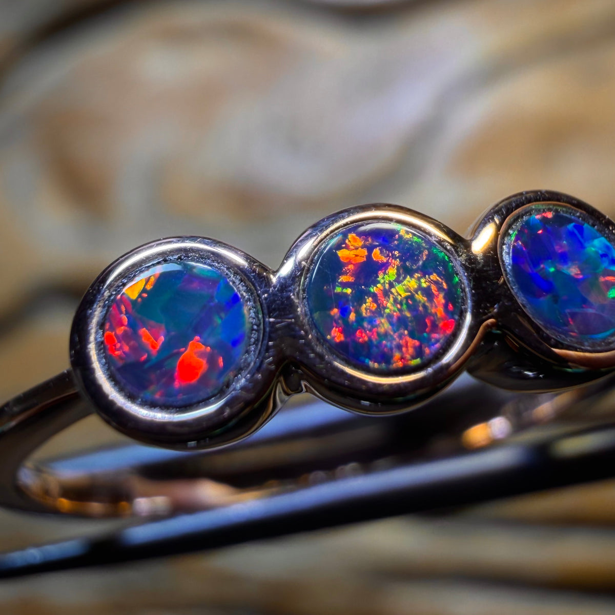 10k Rose Gold - NEW Isaac Design Queensland Boulder Opal Top Red Doublet Ring
