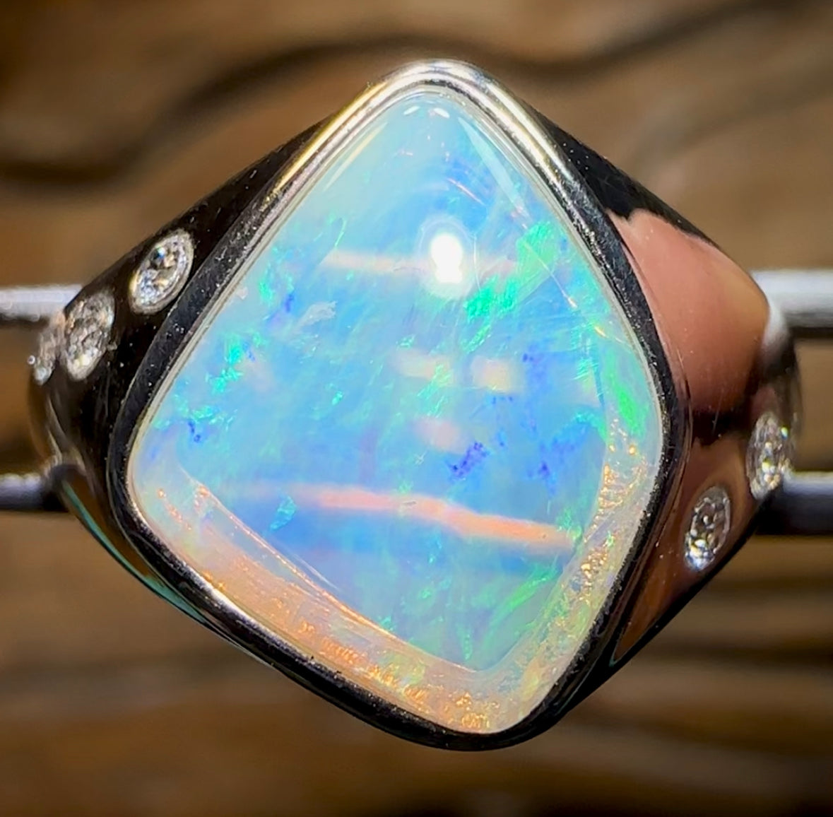 Sterling Silver - South Australian Crystal Opal Ring. Unisex Design - Opal Whisperers