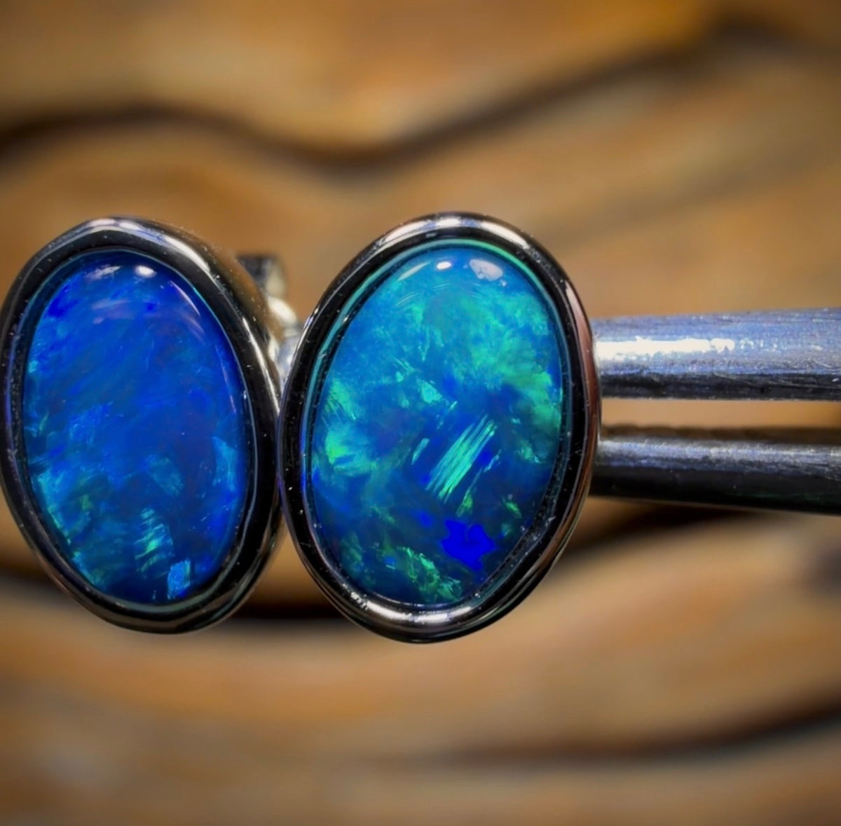 14k White Gold - Classic Queensland Boulder Doublet Earrings Old Gold Price