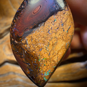 40 x 24mm - Drilled Tribal Queensland Boulder Opal Necklace