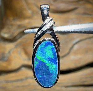 Sterling Silver - Australian￼ Boulder Opal Doublet Pendant - Opal Whisperers