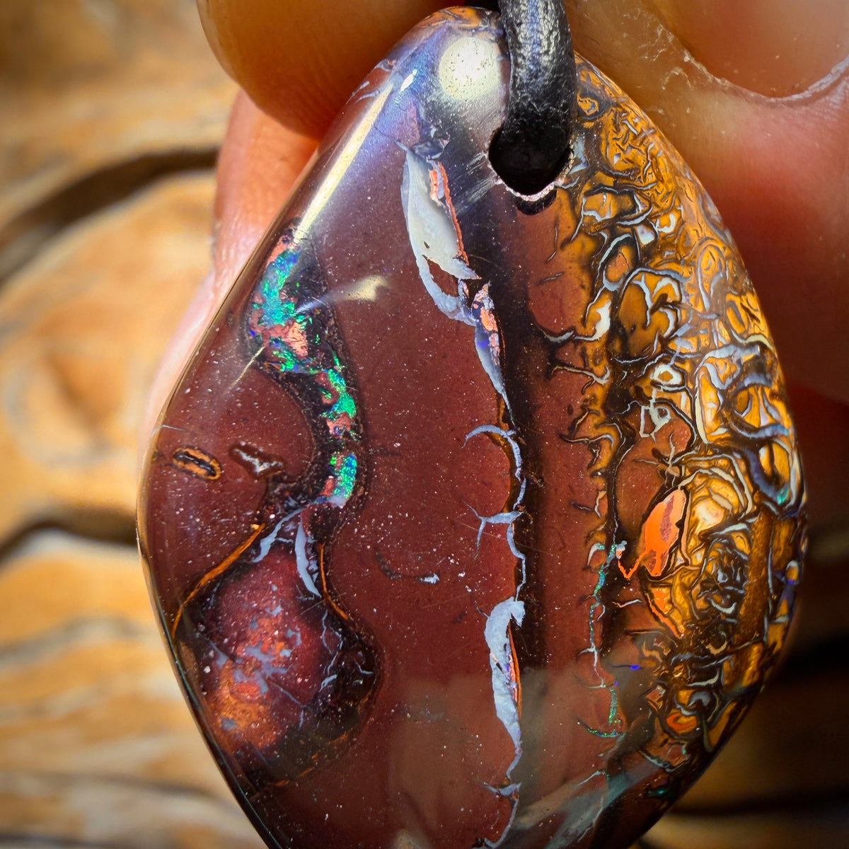 32 x 24mm - Drilled Tribal Queensland Boulder Opal Necklace