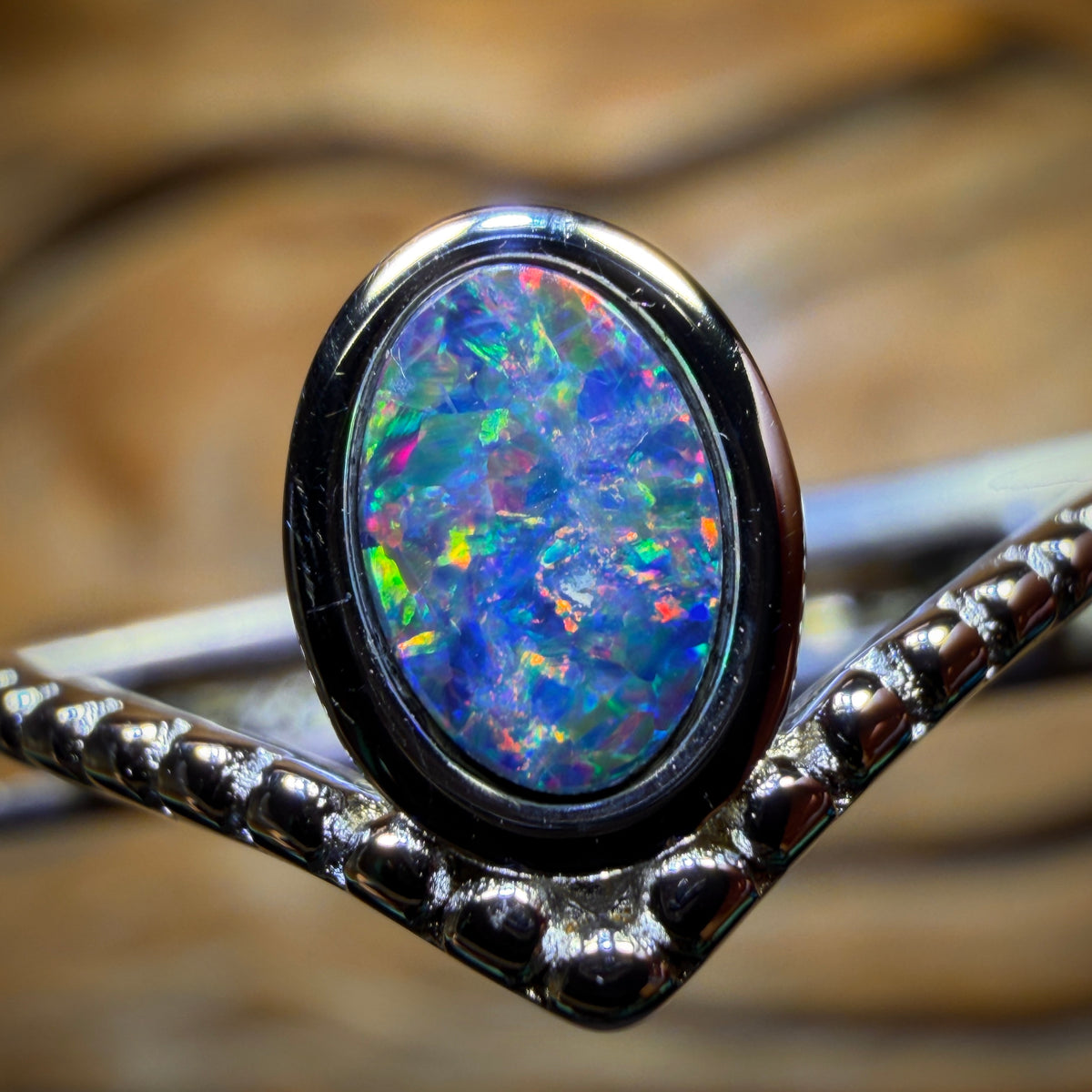 Sterling Silver - Queensland Boulder Opal Doublet Ring