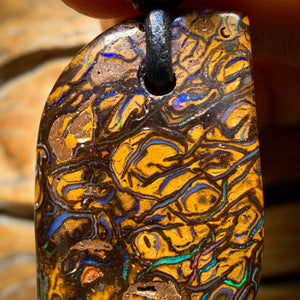 33 x 19mm - Cool Drilled Tribal Queensland Boulder Opal Necklace