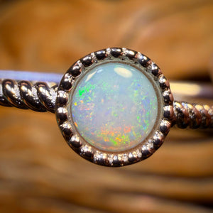 Sterling Silver - Solid South Australian Crystal Opal Ring