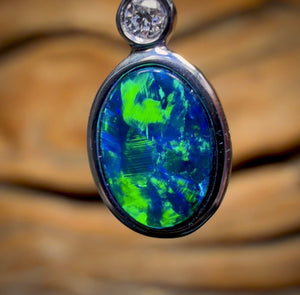 14k White Gold - Queensland Boulder Opal Doublet Pendant Bargain