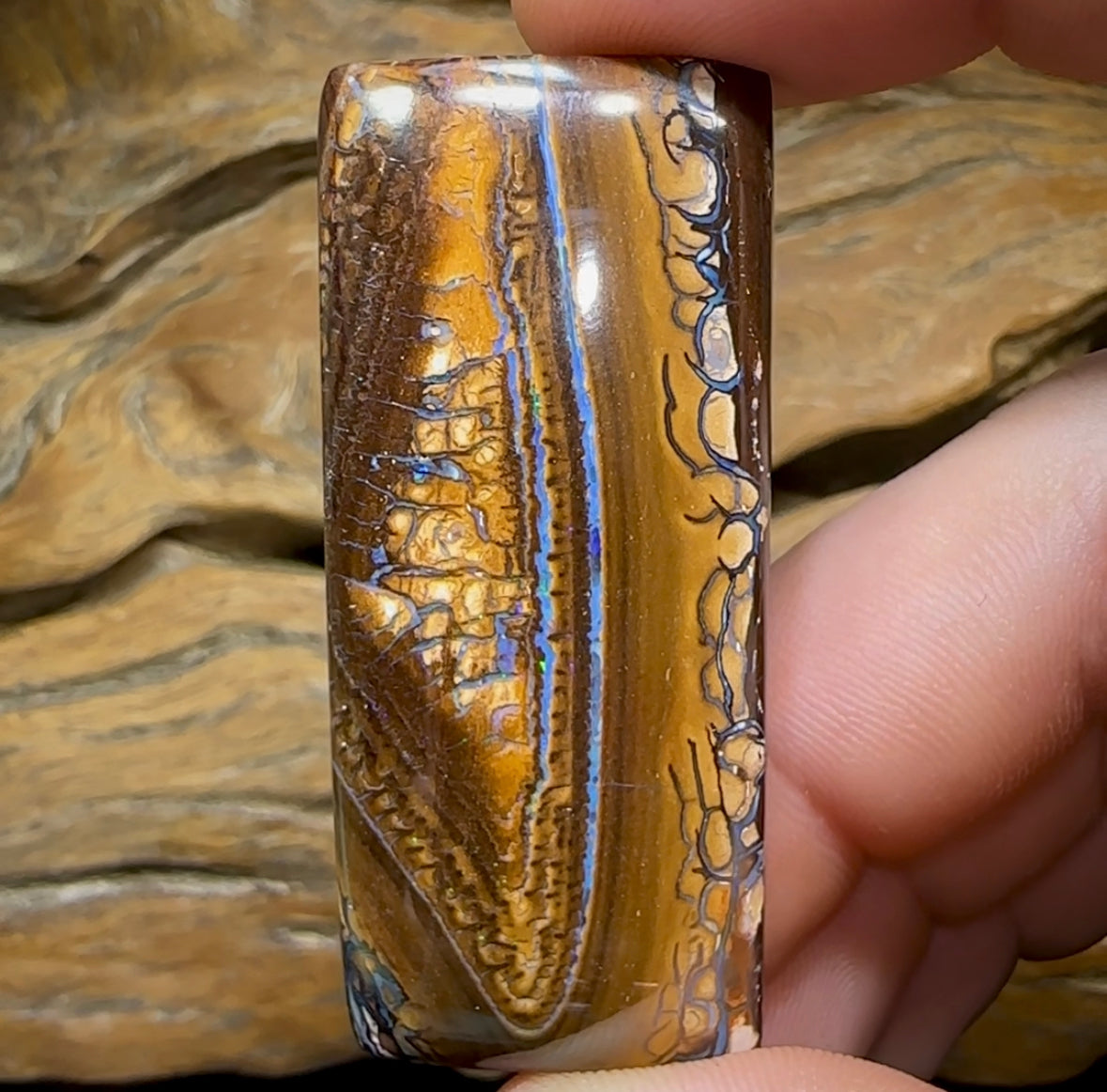140.1cts - Australian Boulder Opal. Tribal Pattern - Opal Whisperers