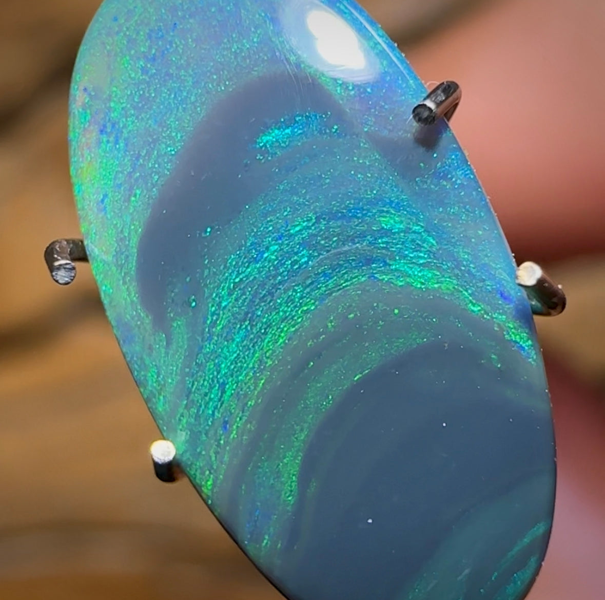 1.7cts - Lightning Ridge Semi Black Opal. Unique Pattern - Opal Whisperers