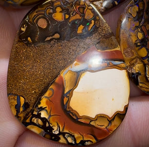 🔒 122,8 cts - Lot de 4 opales boulder tribales du Queensland. Conglomérat de noix de Yowah - Bonne affaire