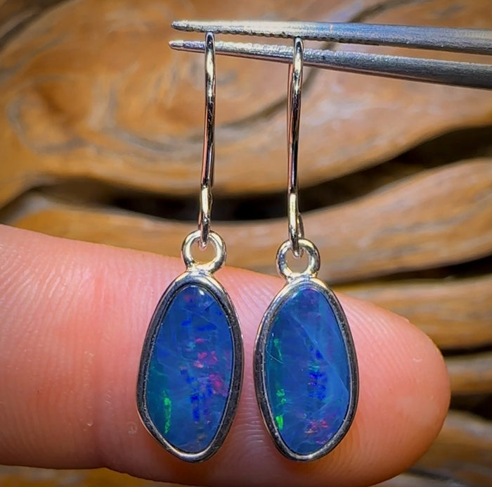 🔨 AUCTION 🔨 Sterling Silver - Australian Boulder Opal Doublet Hook Earrings
