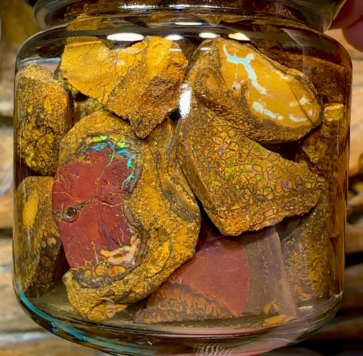 133.1g - Jar of Rough Australian Boulder Opal - Opal Whisperers