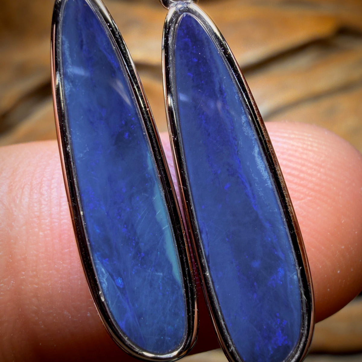 WILDCARD! Sterling Silver - Australian Boulder Opal Doublet Drop Stud Earrings