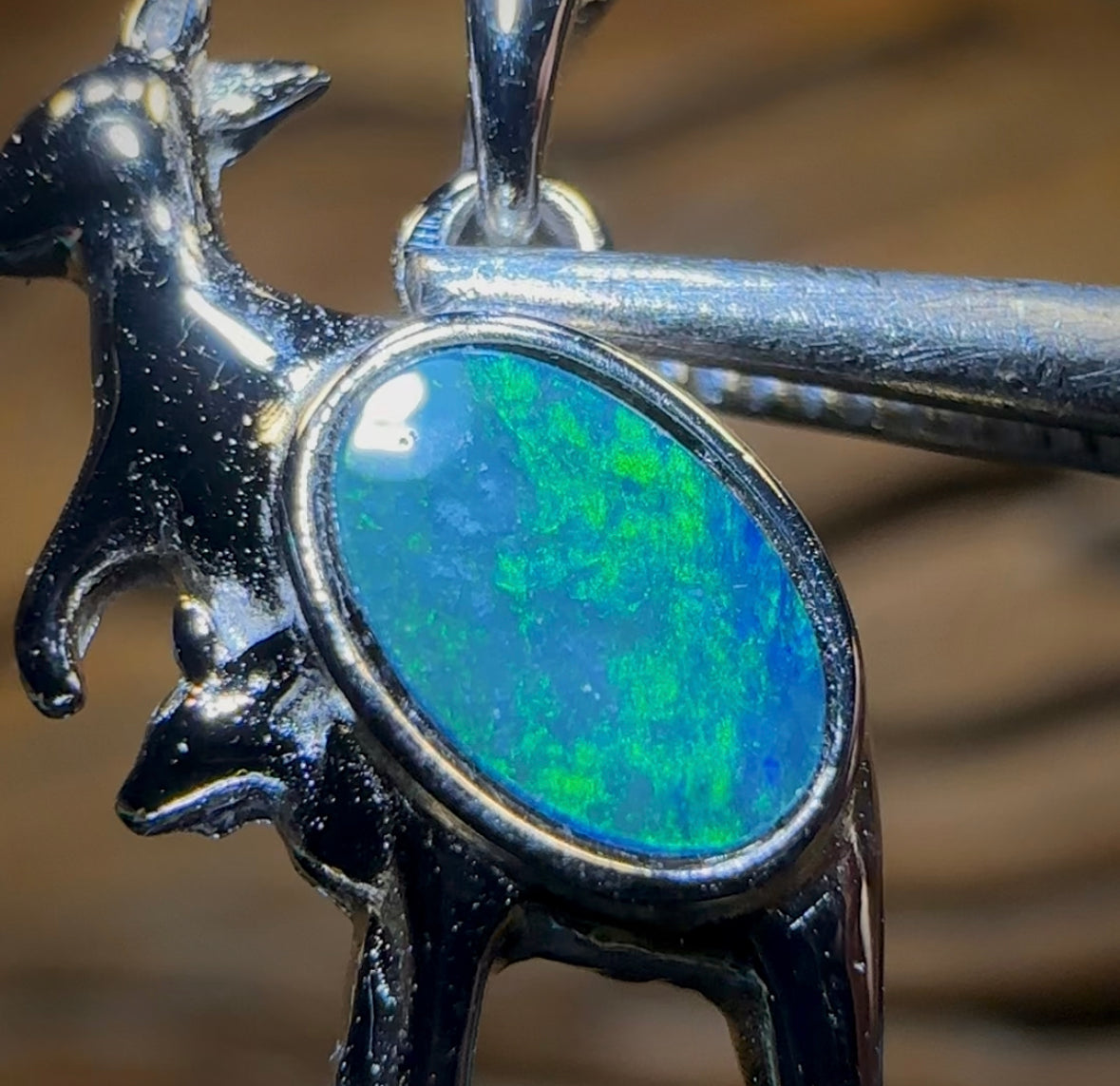 Sterling Silver - Blue/Green Boulder Opal Doublet ROO Pendant. Multiple Available - Opal Whisperers