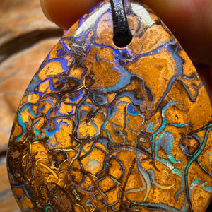 Cool Art! 38 x 31mm - Drilled Tribal Queensland Boulder Opal Necklace