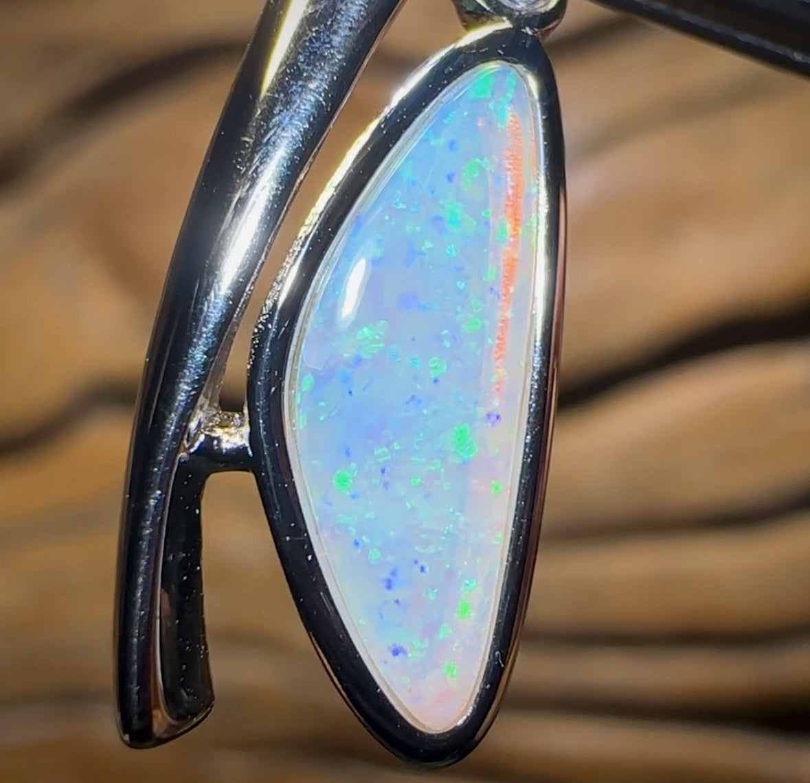 Sterling Silver - Solid South Australian Crystal Opal Pendant