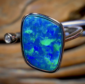 14k White Gold - Queensland Boulder Opal Doublet Ring