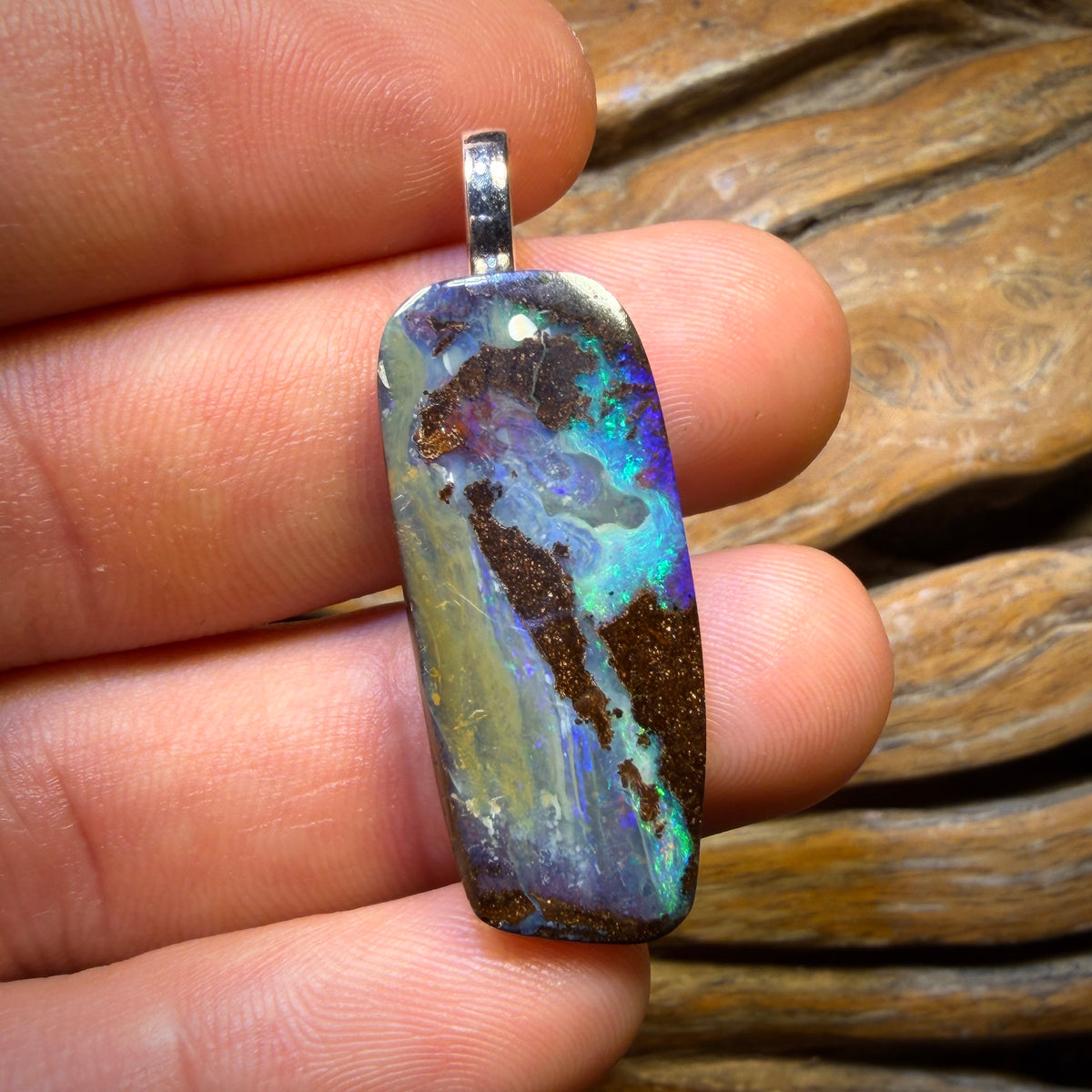 Solid Queensland Boulder Seam Opal Pendant