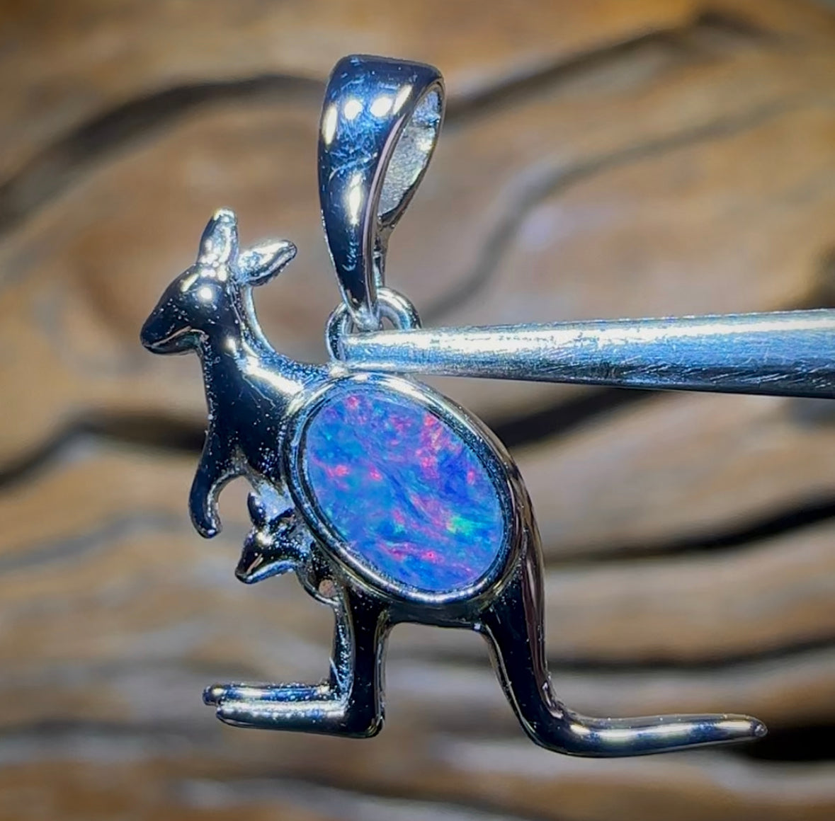 Sterling Silver - Red/Multi Boulder Opal Doublet ROO Pendant. Multiple Available - Opal Whisperers