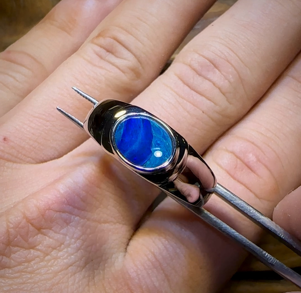 “Water Ways” Sterling Silver - UNISEX Queensland Boulder Opal Doublet Ring