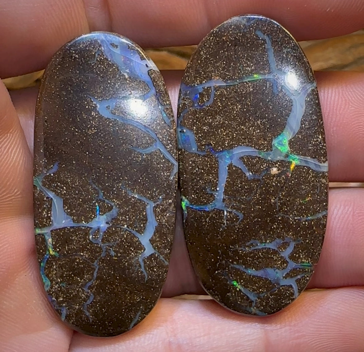 173.4cts - Australian Boulder Opal Set. Winton Seam Opal. Double Sided - Opal Whisperers