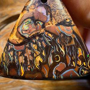 36 x 36mm - Flames Drilled Tribal Queensland Boulder Opal Necklace
