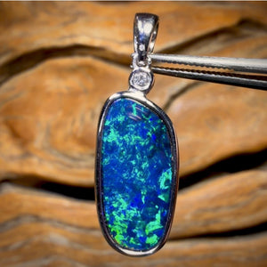 14k White Gold - Queensland Boulder Opal Doublet Pendant