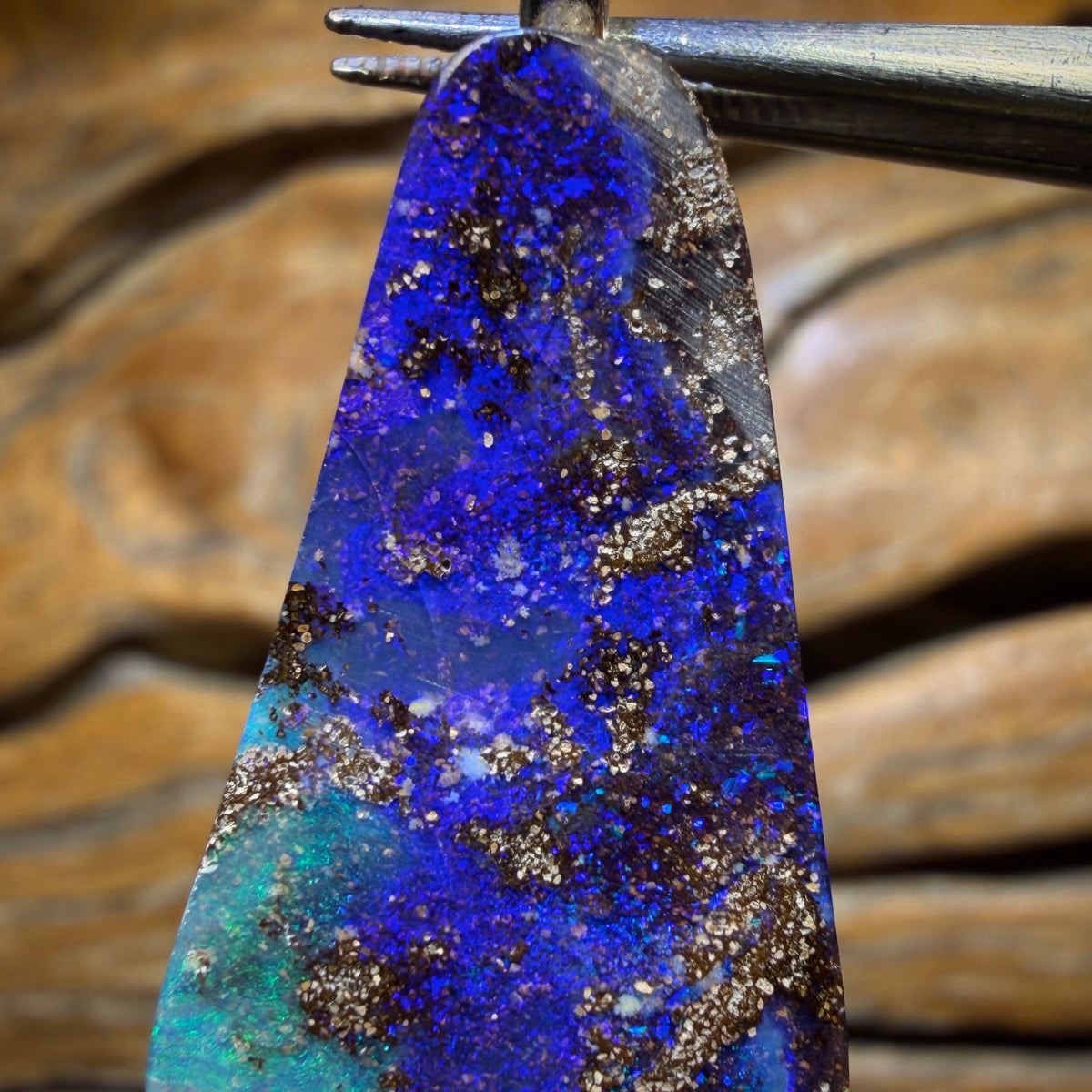 “Two Blue” Solid Queensland Boulder Seam Opal Pendant