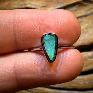 Bargain Card! Sterling Silver - Solid Queensland Boulder Opal Ring
